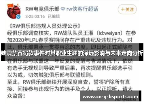 魏震禁赛罚款事件对其职业生涯的深远影响与未来走向分析